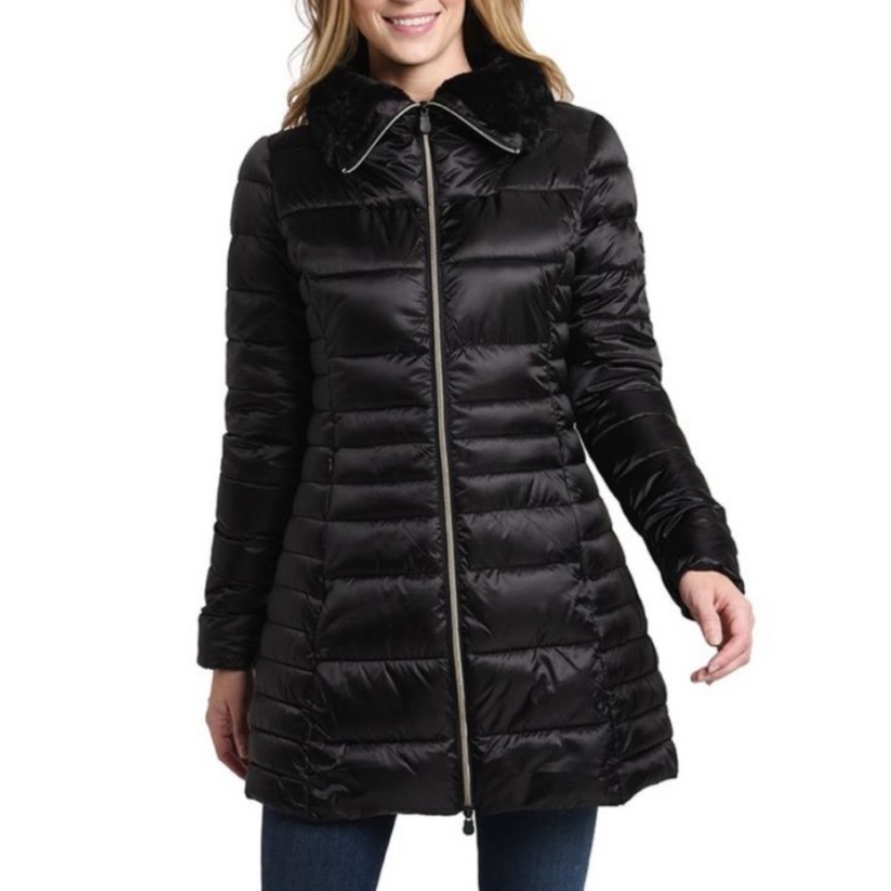 Save The Duck IRIS STAND UP COLLAR COAT WITH FAUX FUR LINING